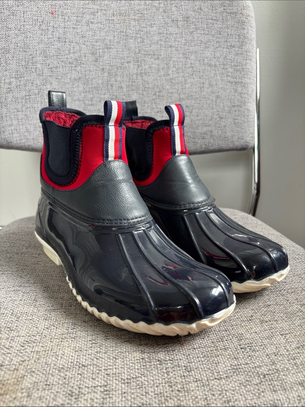 Tommy Hilfiger Navy, Red & White Duck Rain Boots
